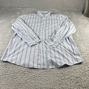 LL Bean Mens Large Tall Blue Striped Button Down Shirt Cotton Long Sleeve 0JAP5